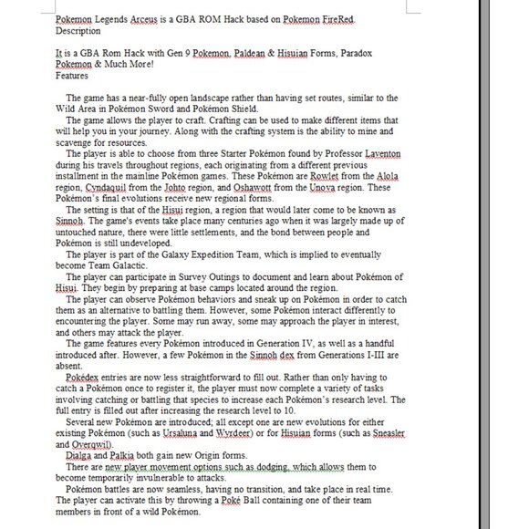 Pokemon Arceus Legends GBA ROM Hack Game Custom Gameboy Advance - Picture 5 of 8